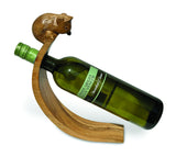 HEDGEHOG HAND CARVED WOODEN BALANCE WINE BOTTLE HOLDER