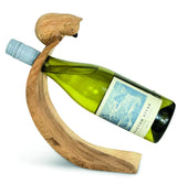 HEDGEHOG HAND CARVED WOODEN BALANCE WINE BOTTLE HOLDER