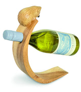 HEDGEHOG HAND CARVED WOODEN BALANCE WINE BOTTLE HOLDER