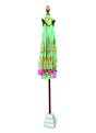BALI SUN PARASOL MINT GREEN WITH PINK CANDY FRINGE 2M (WITH POLE JOINT)