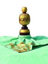 BALI SUN PARASOL MINT GREEN WITH PINK CANDY FRINGE 2M (WITH POLE JOINT)