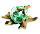 DRIFTWOOD WITH MOLTEN GLASS FRUIT BOWL 12CM