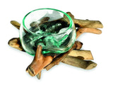 DRIFTWOOD WITH MOLTEN GLASS FRUIT BOWL 12CM