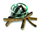 DRIFTWOOD WITH MOLTEN GLASS FRUIT BOWL 12CM