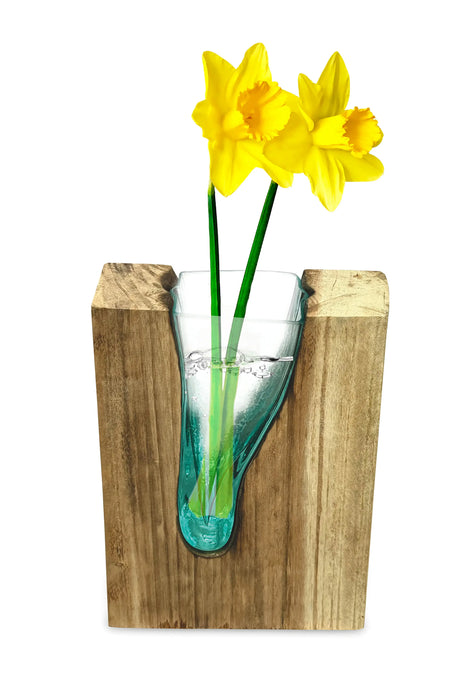 RECTANGLE MOLTEN LAVA GLASS VASE 30CM