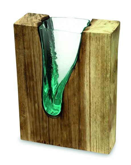 RECTANGLE MOLTEN LAVA GLASS VASE 30CM
