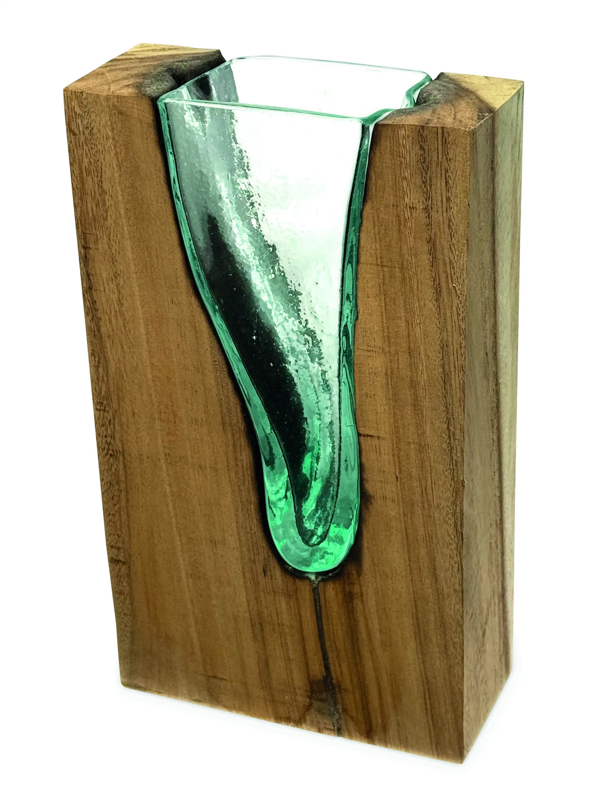 RECTANGLE MOLTEN LAVA GLASS VASE 30CM