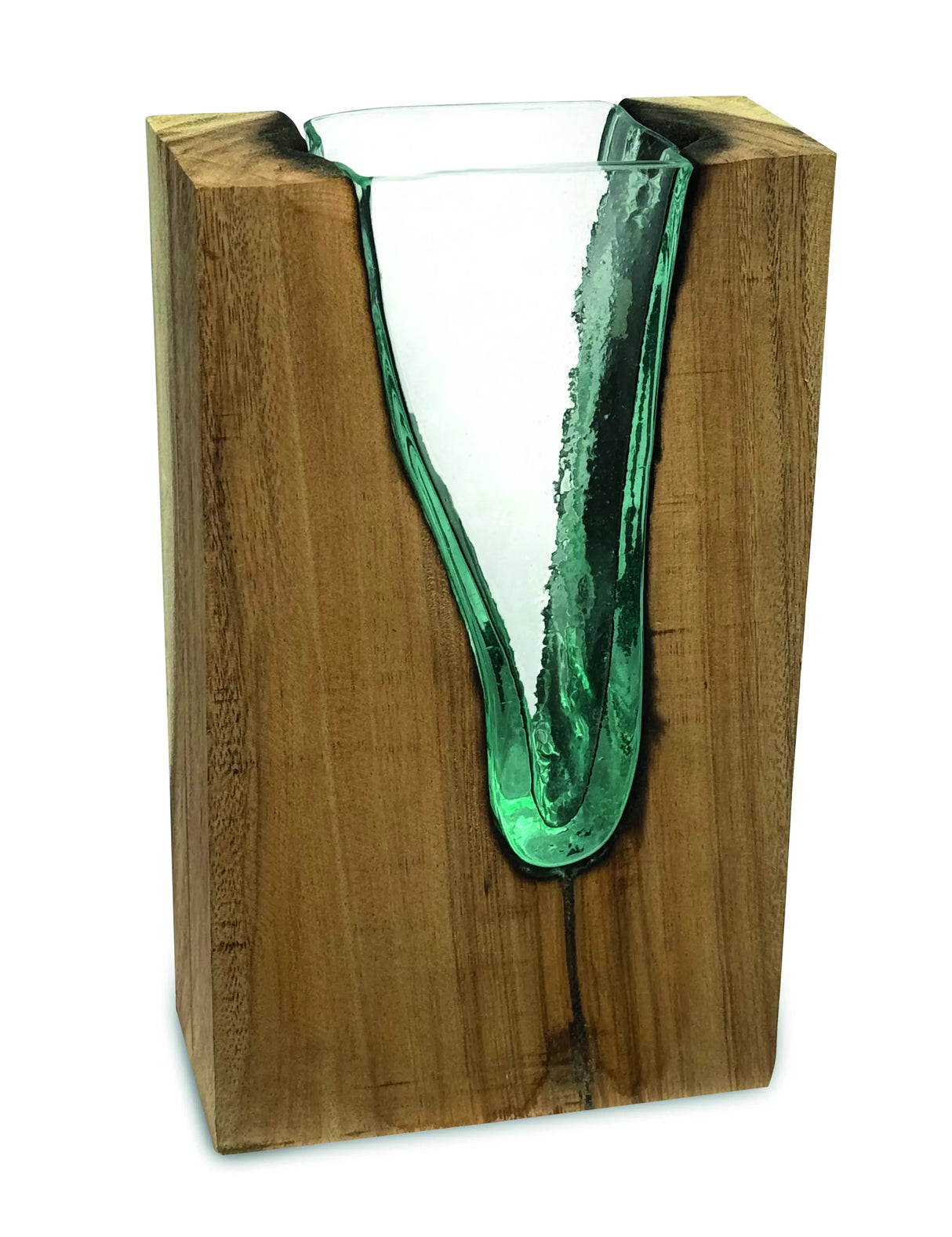 RECTANGLE MOLTEN LAVA GLASS VASE 30CM