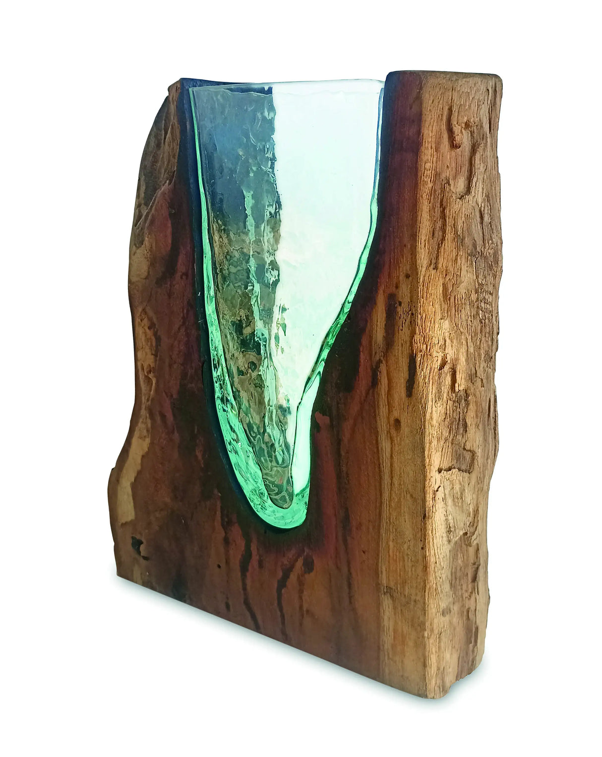 RECTANGLE MOLTEN LAVA GLASS VASE 30CM