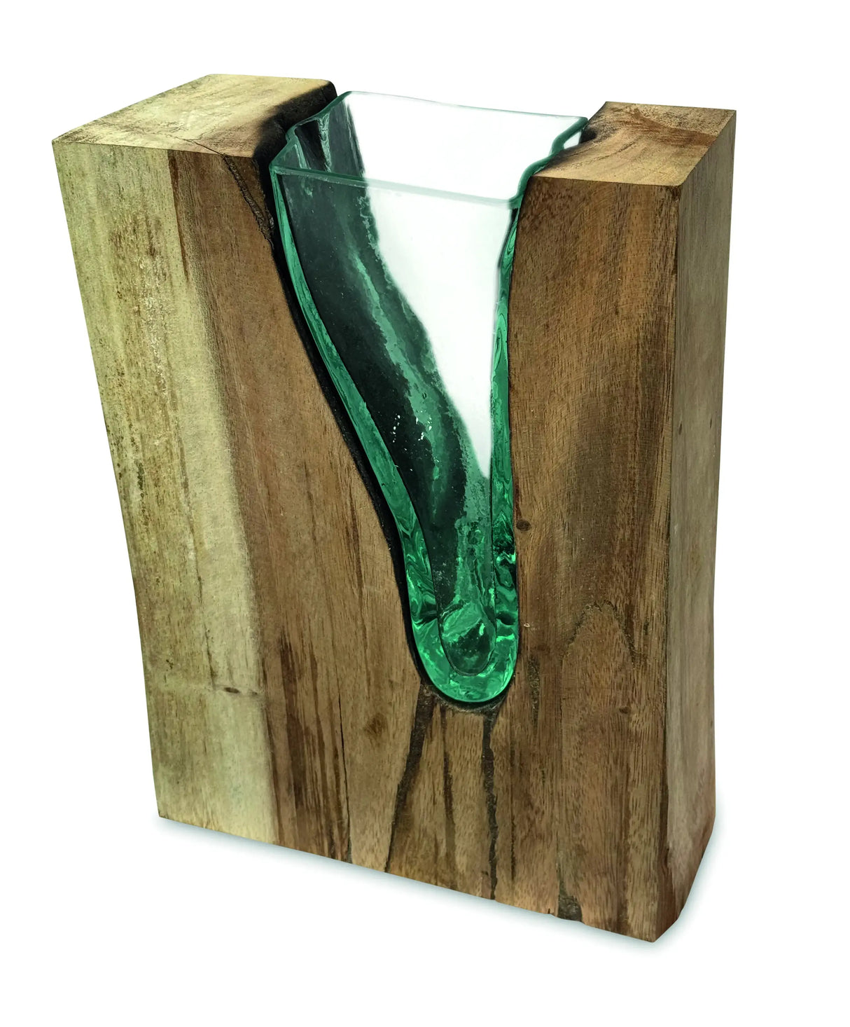 RECTANGLE MOLTEN LAVA GLASS VASE 30CM