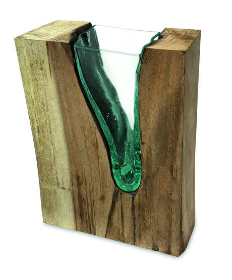 RECTANGLE MOLTEN LAVA GLASS VASE 30CM