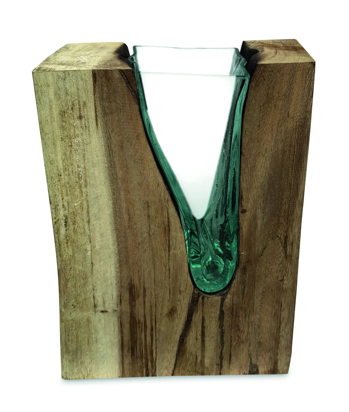 RECTANGLE MOLTEN LAVA GLASS VASE 30CM