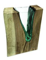 RECTANGLE MOLTEN LAVA GLASS VASE 30CM