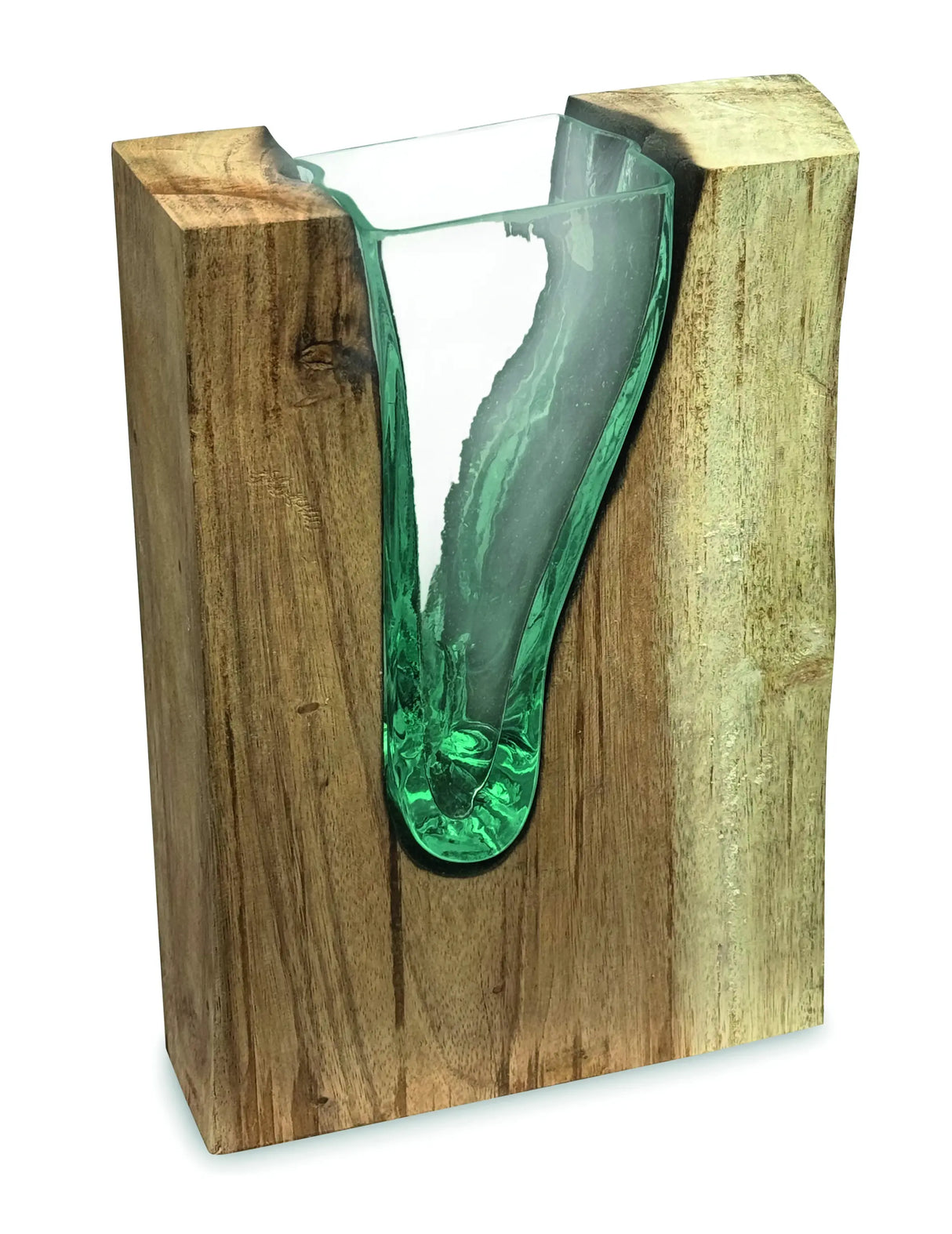 RECTANGLE MOLTEN LAVA GLASS VASE 30CM