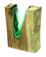 RECTANGLE MOLTEN LAVA GLASS VASE 30CM
