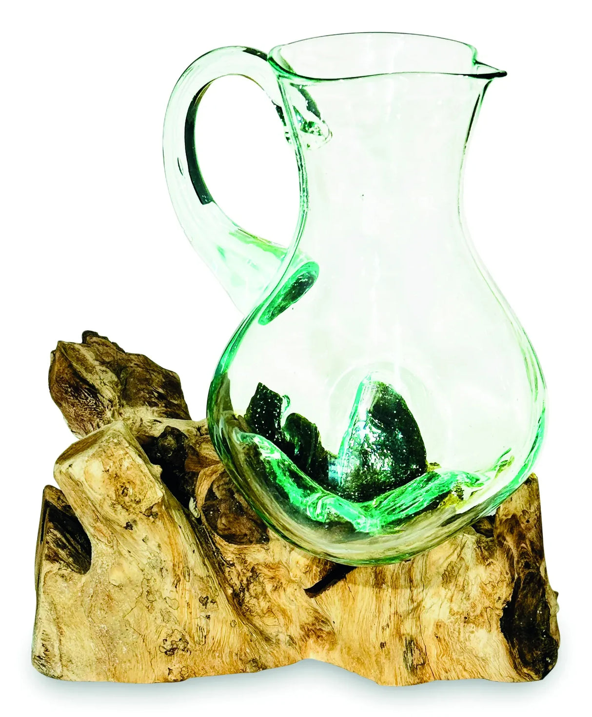 ROOT WITH MOLTEN GLASS JUG LARGE 27CM