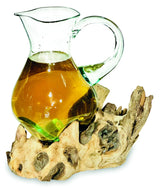 ROOT WITH MOLTEN GLASS JUG LARGE 27CM