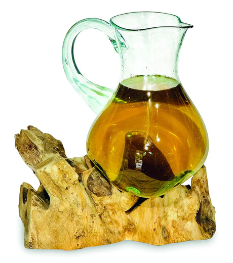 ROOT WITH MOLTEN GLASS JUG LARGE 27CM