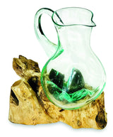 ROOT WITH MOLTEN GLASS JUG LARGE 27CM