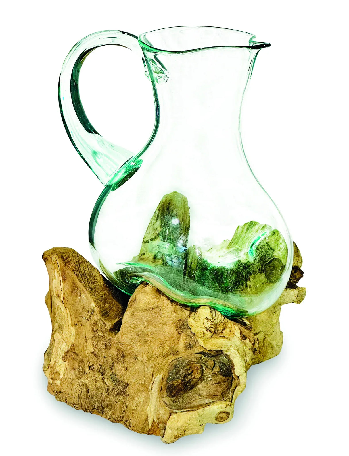 ROOT WITH MOLTEN GLASS JUG LARGE 27CM