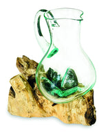 ROOT WITH MOLTEN GLASS JUG LARGE 27CM