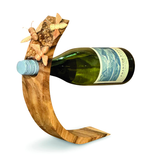 BEE HOTEL WOODEN BALANCE WINE BOTTLE HOLDER