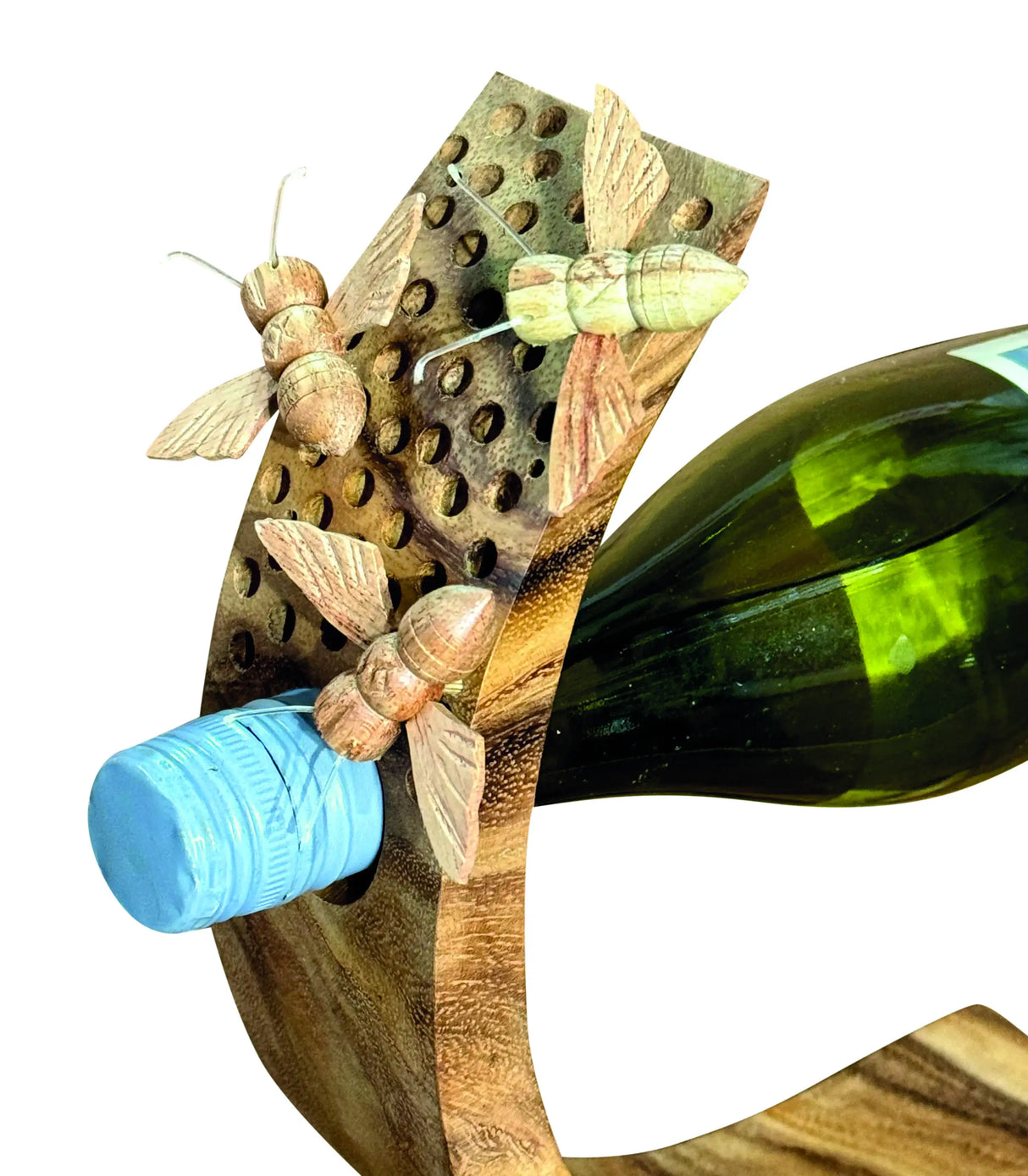 BEE HOTEL WOODEN BALANCE WINE BOTTLE HOLDER
