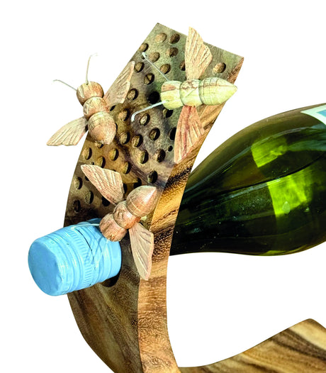 BEE HOTEL WOODEN BALANCE WINE BOTTLE HOLDER