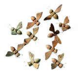 PACKET OF TEN SMALL WOODEN BEES 6cm