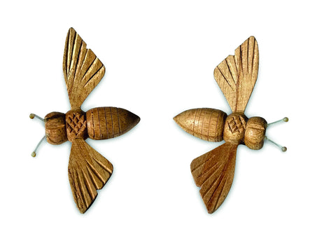 PACKET OF TEN LARGE WOODEN BEES 8.5CM