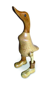 WOODEN DUCK IN BOOTS 25CM