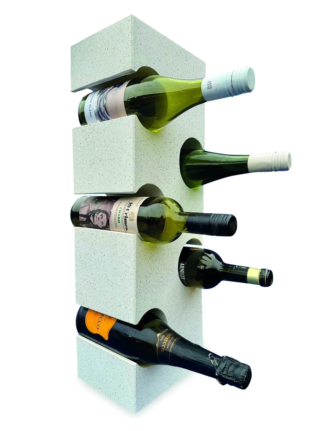 WHITE TERRAZZO STONE CUBE WINE RACK 60CM