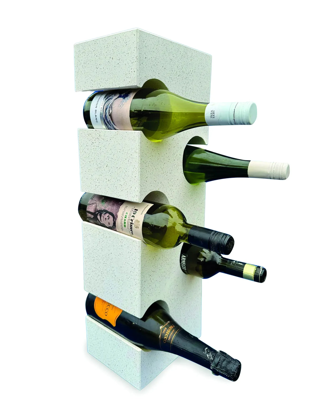 WHITE TERRAZZO STONE CUBE WINE RACK 60CM