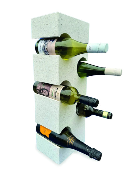 WHITE TERRAZZO STONE CUBE WINE RACK 60CM