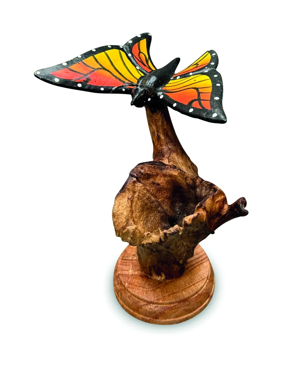 SINGLE MONARCH BUTTERFLY ON DRIFTWOOD 12cm H
