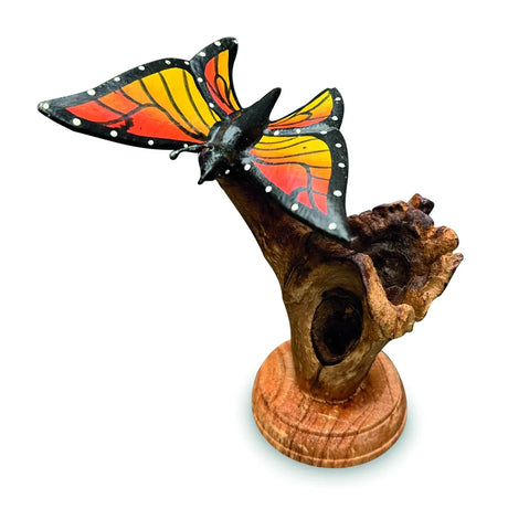 SINGLE MONARCH BUTTERFLY ON DRIFTWOOD 12cm H