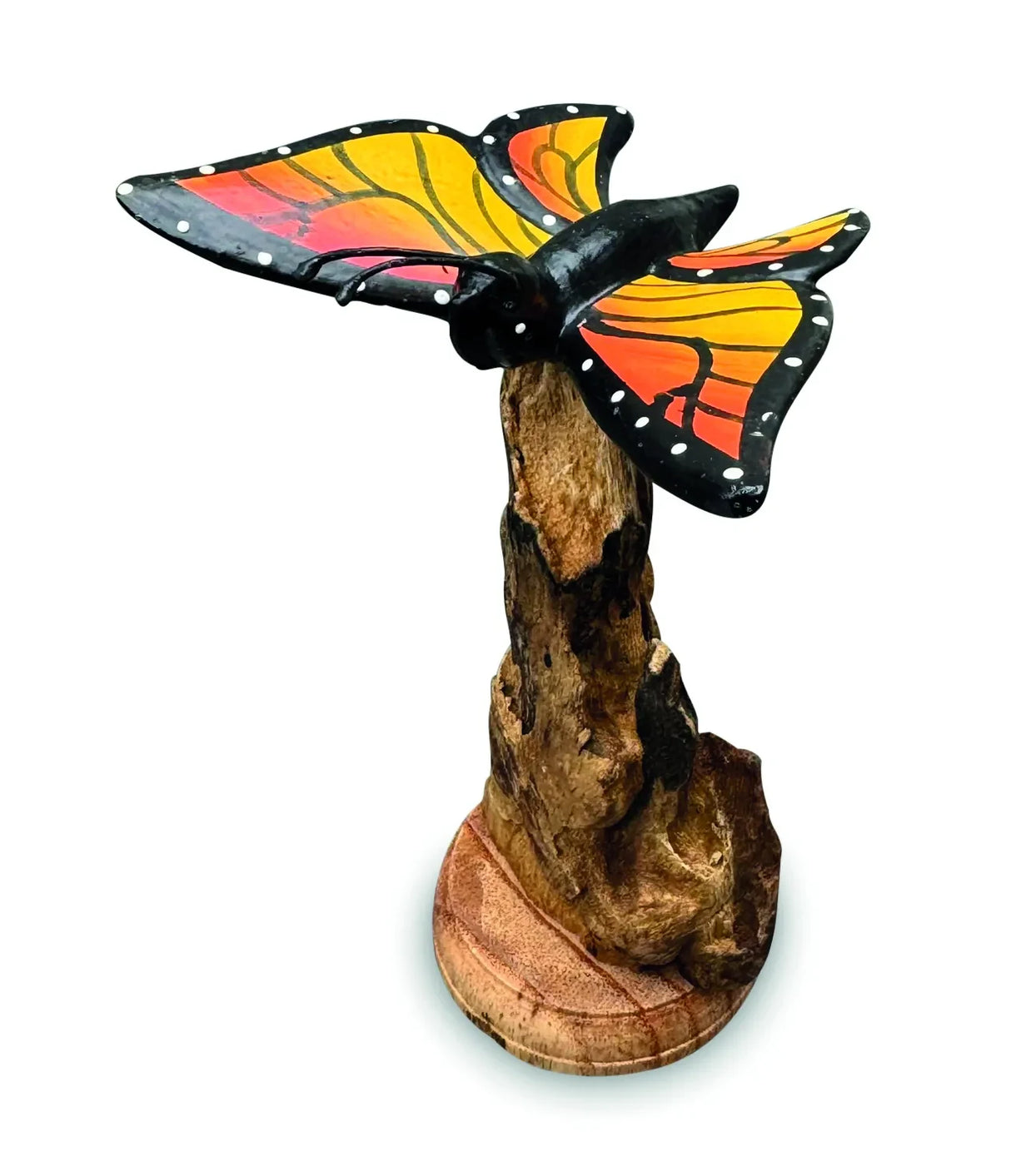 SINGLE MONARCH BUTTERFLY ON DRIFTWOOD 12cm H