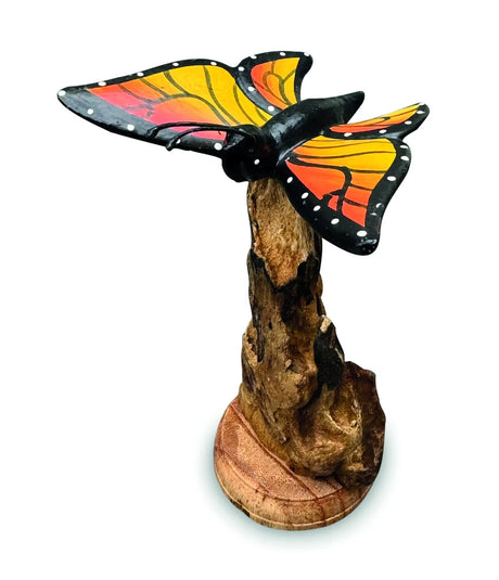 SINGLE MONARCH BUTTERFLY ON DRIFTWOOD 12cm H