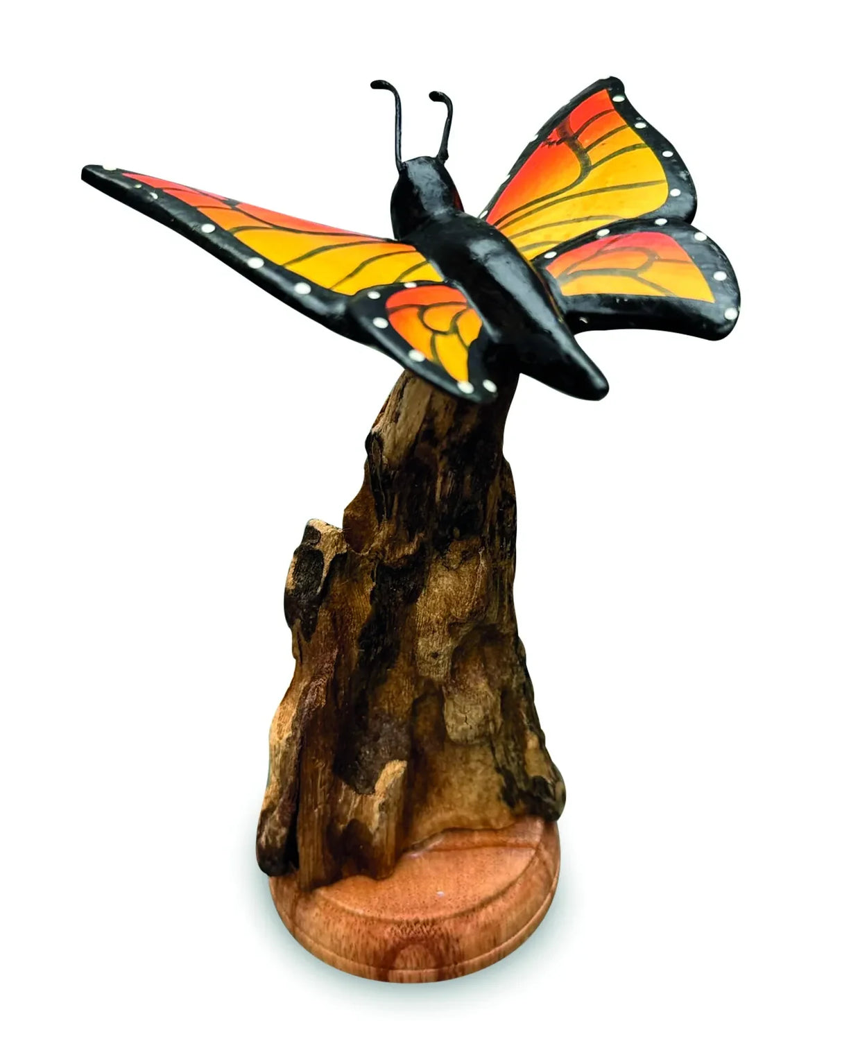 SINGLE MONARCH BUTTERFLY ON DRIFTWOOD 12cm H