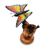 SINGLE MONARCH BUTTERFLY ON DRIFTWOOD 12cm H
