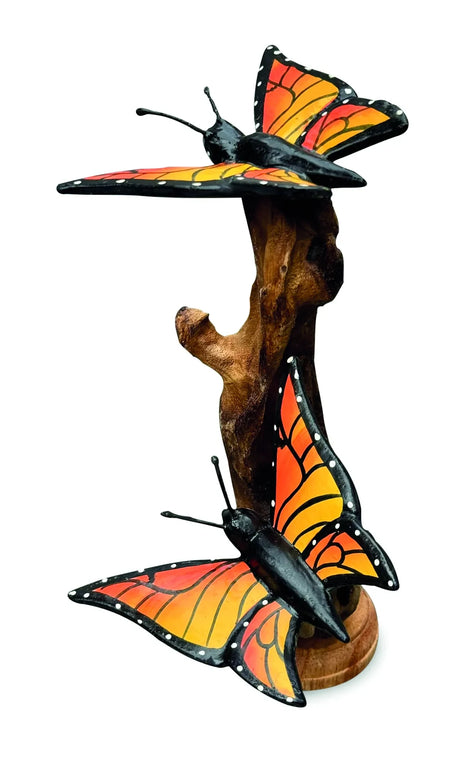 DOUBLE MONARCH BUTTERFLY ON DRIFTWOOD 17cm H