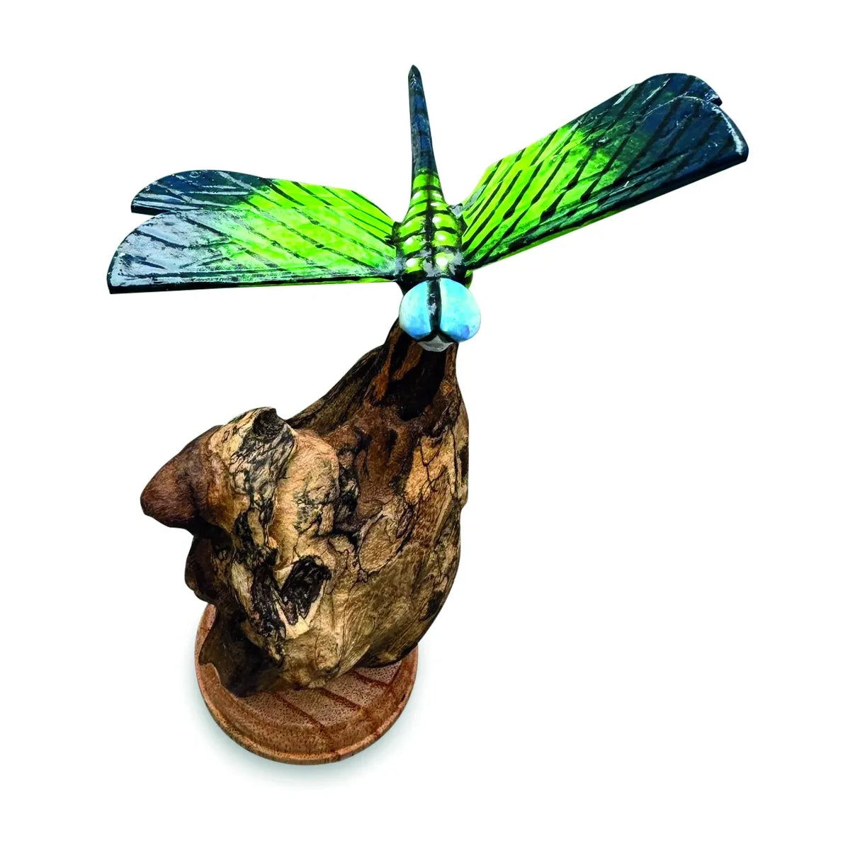 SINGLE EMPEROR DRAGONFLY ON DRIFTWOOD 14cm H