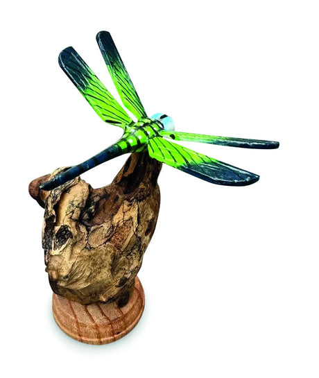 SINGLE EMPEROR DRAGONFLY ON DRIFTWOOD 14cm H