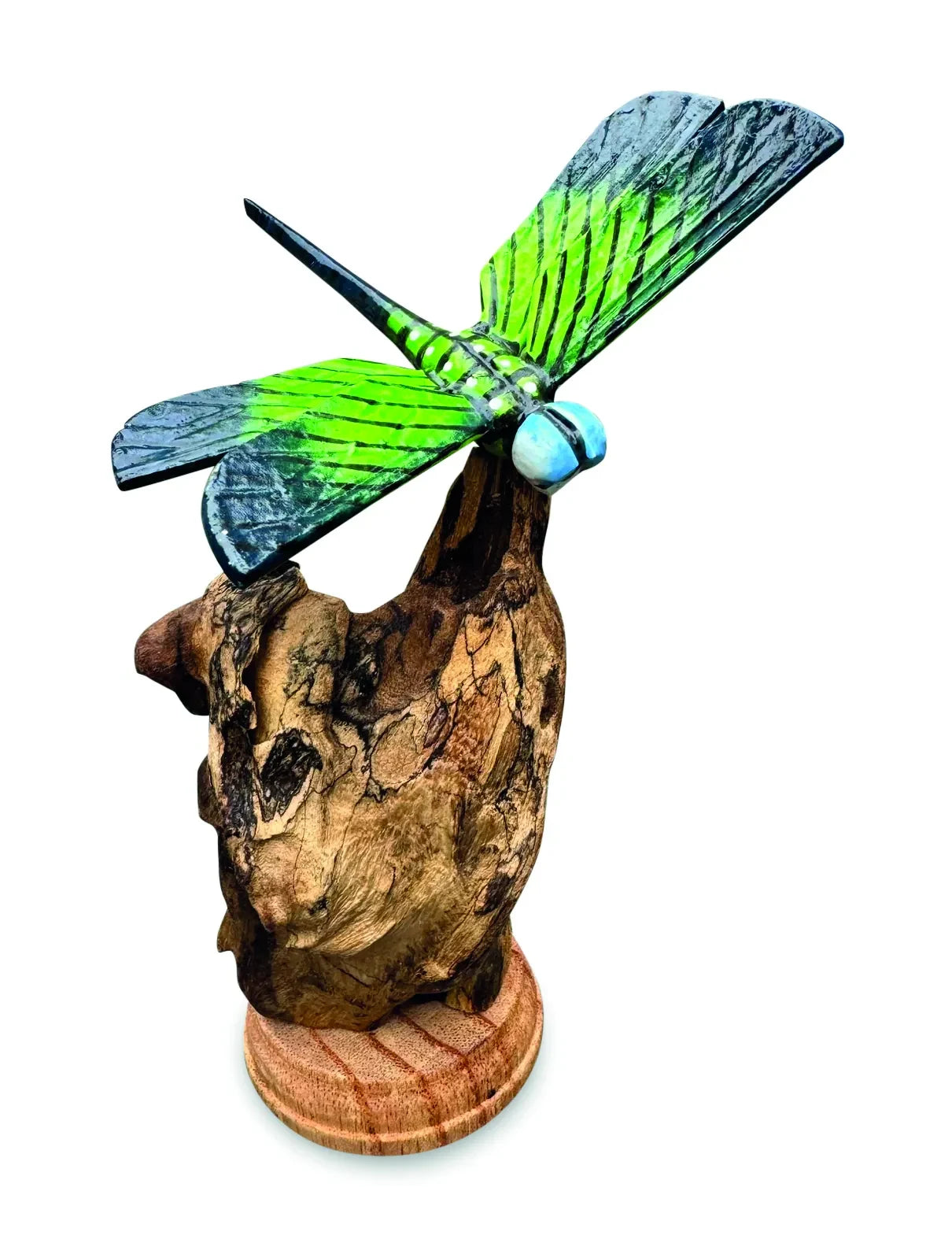 SINGLE EMPEROR DRAGONFLY ON DRIFTWOOD 14cm H