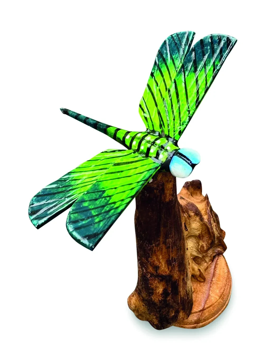 SINGLE EMPEROR DRAGONFLY ON DRIFTWOOD 14cm H