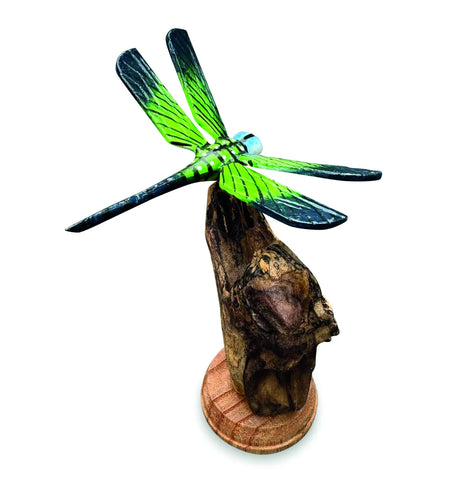 SINGLE EMPEROR DRAGONFLY ON DRIFTWOOD 14cm H