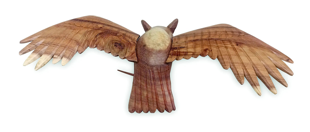 HAND CARVED SWOOPING EAGLE OWL