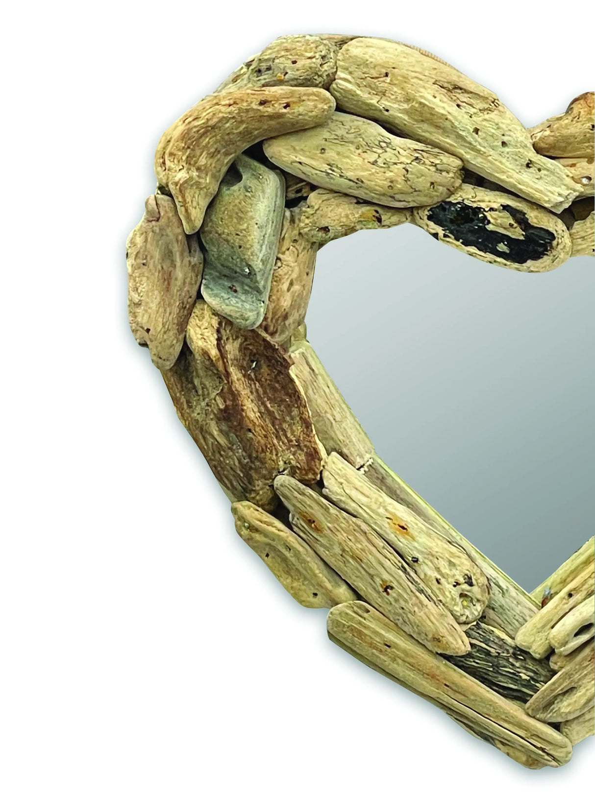 DRIFTWOOD HEART MIRROR 30CM