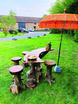 BALI SUN PARASOL ORANGE AND GOLD KNOCK DOWN (with Pole Joint)