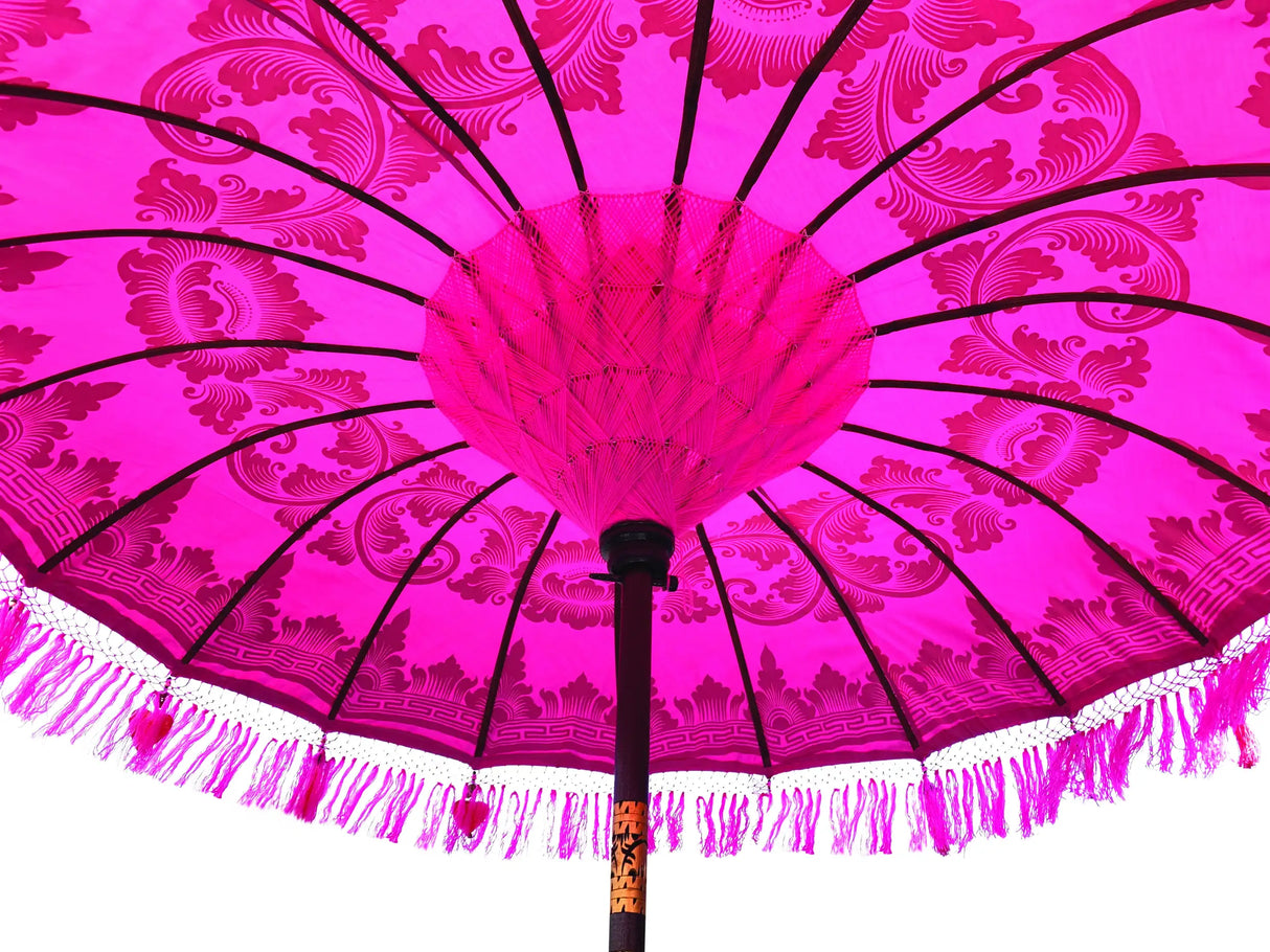 BALI SUN PARASOL PINK AND GOLD 2M (WITH POLE JOINT)